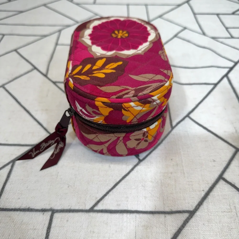 Vera Bradley Jewelry Organizer Small Plum Petals Floral Quilted Travel Case